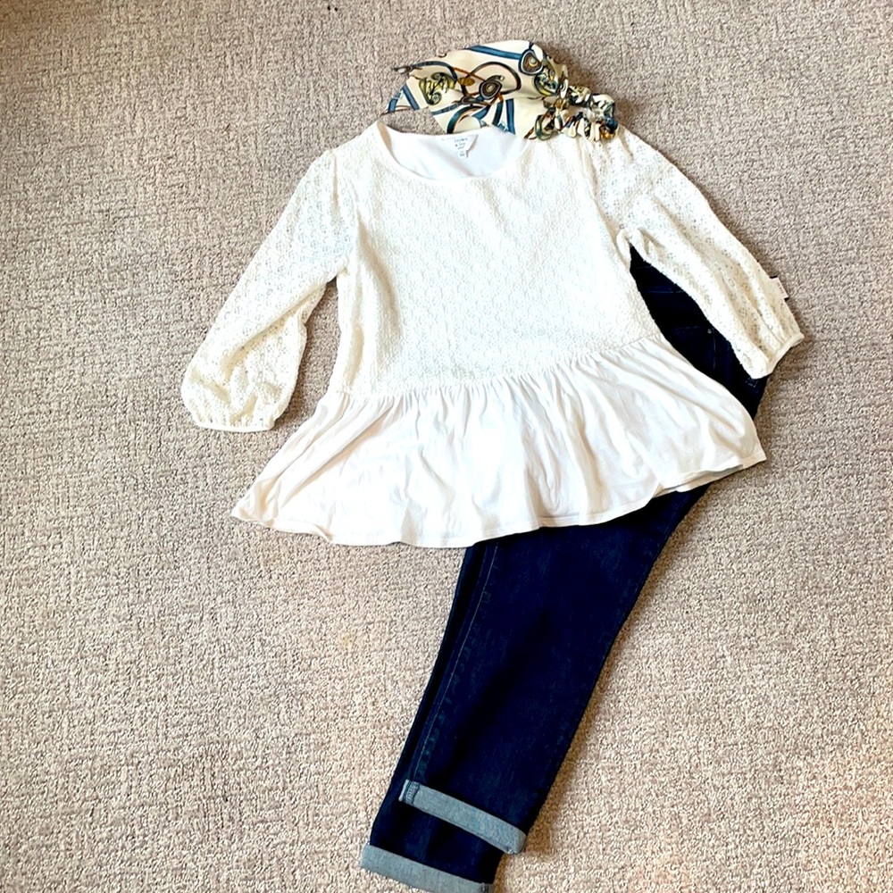 White lace peplum top